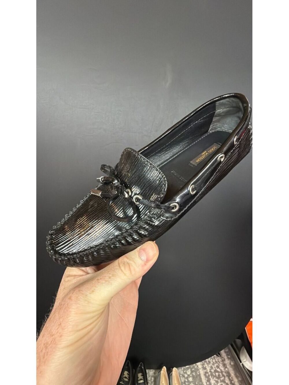 Louis Vuitton Black Epi Driving Loafers Size 37.5